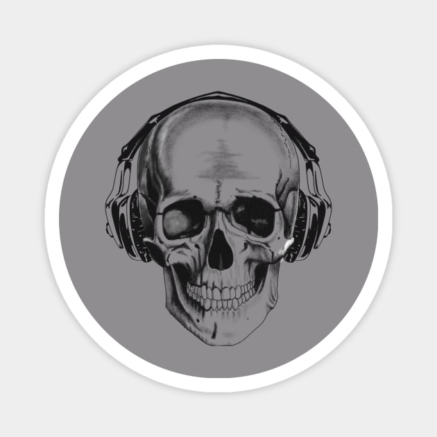 Skull with headphones Magnet by Rachellily